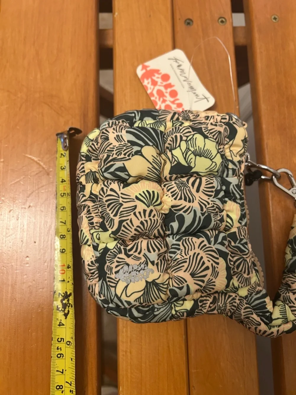 NWT Free People Movement Floral Quilted Mini Pouch Bag - Yellow/Green/Blue - Picture 7 of 7